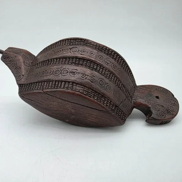 Antique Indian Hand Carved Mortar Wooden Designed Grinder Kharal Pot - Picture 3 of 9